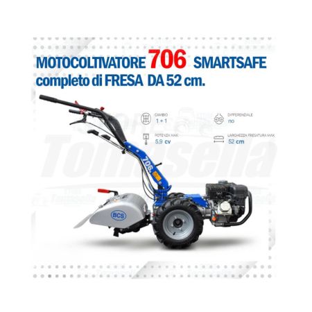 BCS MOTOCOLTIVATORE 706 PowerSafe - FRESA cm. 52 Motore Genkins GK210